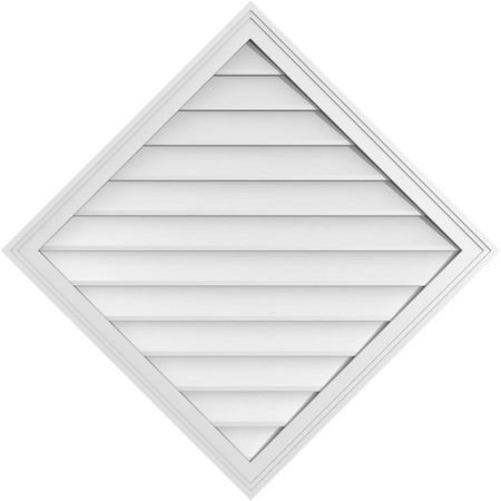 Ekena Millwork Diamond Surface Mount PVC Gable Vent: Functional, w/ 2"W x 1-1/2"P Brickmould Frame, 38"W x 38"H GVPDI38X3802SF